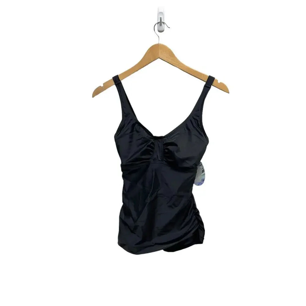 PrAna Aelyn Tankini Scoop Neck Padded Top Black Womens Size 32D/XS NWT‎